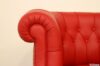Armrest with pleats and capitonné stitched in red leather
