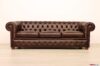 Chesterfield 3-seater sofa in dark brown leather