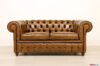 Brown Chesterfield sofa in antique leather used effect
