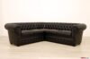 Black leather Chesterfield corner sofa