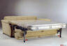 Double sofa bed with wooden armrest