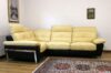 Leather corner sofa with high feet