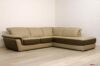 Brown and beige leather modern corner sofa