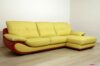 Modern leather sofa with peninsula yellow and red