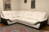 Black and white leather modern corner sofa