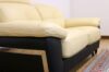 Two-tone yellow and brown leather sofa