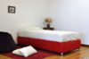 Storage bed without headboard with steel wheels