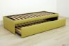 Single bed with second bed in green leather