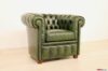 Small Chesterfield armchair in removable green leather
