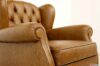 Armrest armchair bergere brown vintage leather