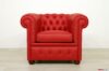 Classic red leather upholstered armchair