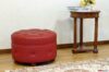 Round pouf with wooden coffee table