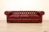 Vintage burgundy red 3-seater Chesterfield sofa