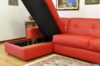 Red leather storage chaise longue