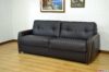 3-seater sofa bed with armrest in wood and leather