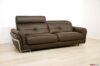 Brown leather sofa with chrome steel feet