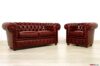 Hand-aged red Chesterfield sofa