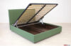 Green double storage bed in removable fabric