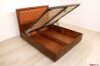 Brown leather storage bed