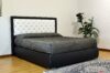 Black and white leather storage bed with swarows buttons