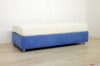 Light blue microfiber single bed with wheels