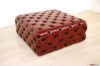 vintage burgundy red leather capitonné pouf