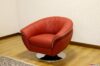 Red leather modern swivel armchair