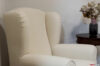Armchair with Ears in white fabric removable cover