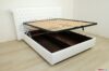 Upholstered bed with double riser contentiore