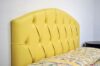 Curved Double Bed Headboard Buttoned in Yellow Leather