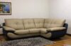 Gray and blue modern leather corner sofa