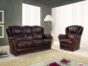 Classic burgundy wood and leather living room