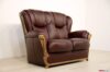Two-seater classic leather sofa with frame