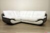 Modern corner sofa in white and gray leather