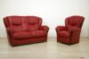 Classic red leather and wood living room