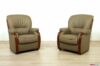 Classic taupe leather and wood armchairs