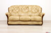 3-seater high-backed leather and exposed wood sofa