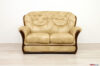 Classic high-back 2-seater leather and wood sofa