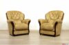 Classic leather armchairs with wood details