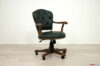 Small swivel office chair with wooden armrests