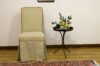 Upholstered chair with removable fabric skirt rope