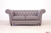 Chesterfield style 2-seater sofa in soft taupe leather