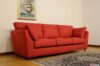 Red 3-seater microfiber sofa