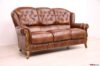 Classic 3-seater leather and wood sofa brown