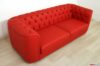 Red leather 3-seater quilted sofa