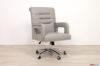 Modern office armchair in light gray leather and steel swivel