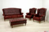 Living room bergere capitonné sofa and armchairs