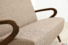 Fabric sofa with wooden armrests