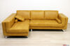 Quilted sofa with aged effect leather peninsula