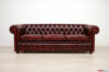 Chesterfield 3-seater antique red leather sofa